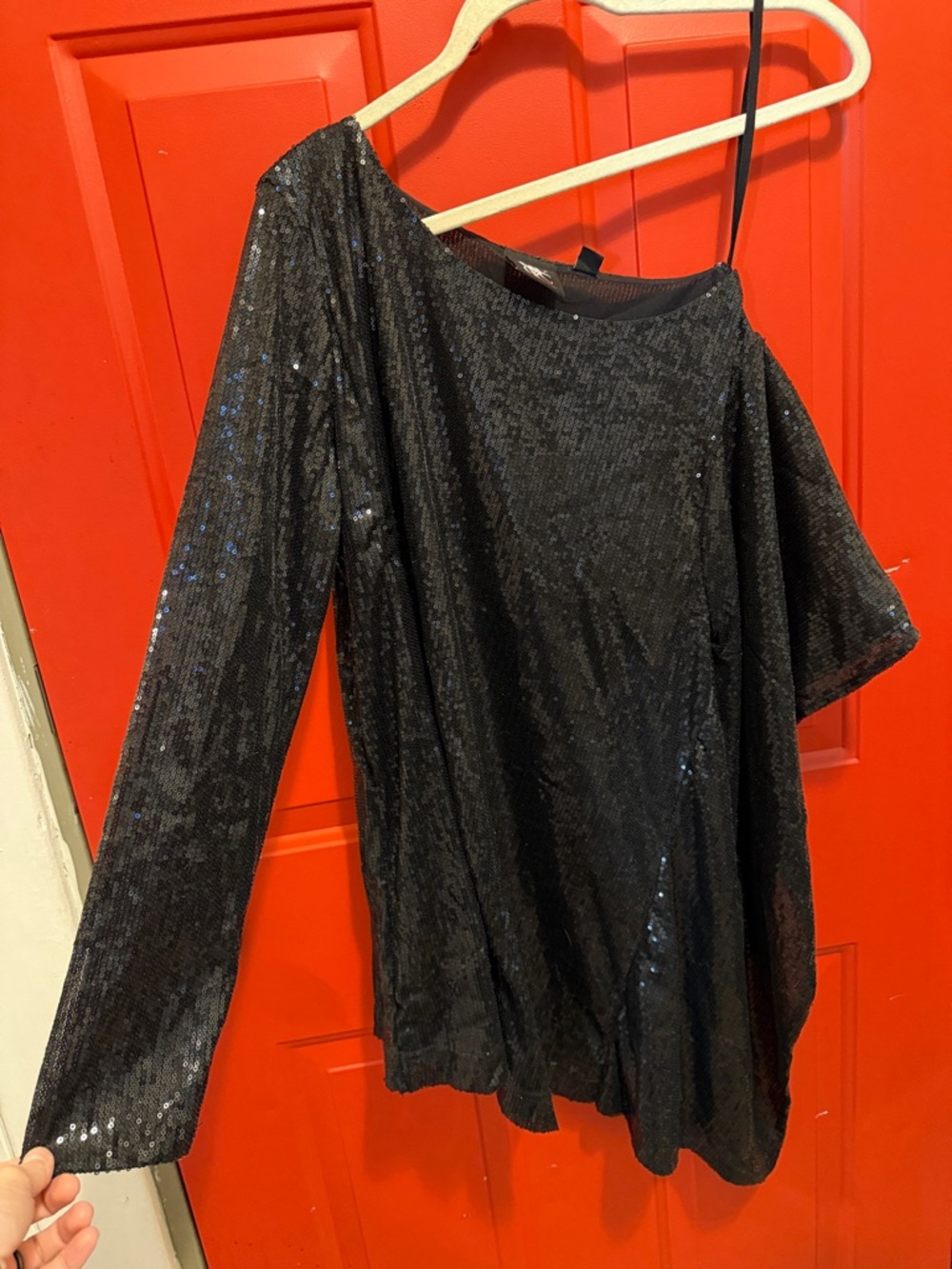 Black Sequin Asymmetrical Dress